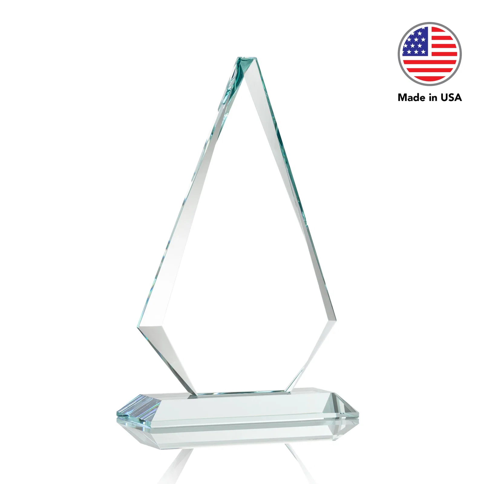 Personalized Starfire Crystal Diamond Award With Etch and VividPrint Accent, with your company name for dealer and partner awards