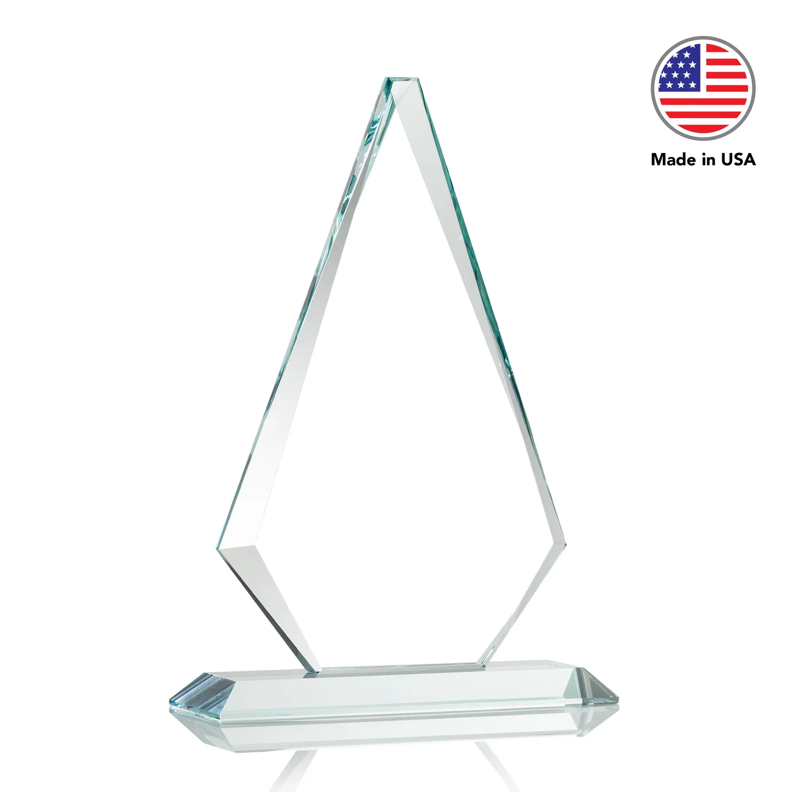 Personalized Starfire Crystal Diamond Award With Etch and VividPrint Accent, with your company name for company anniversary events
