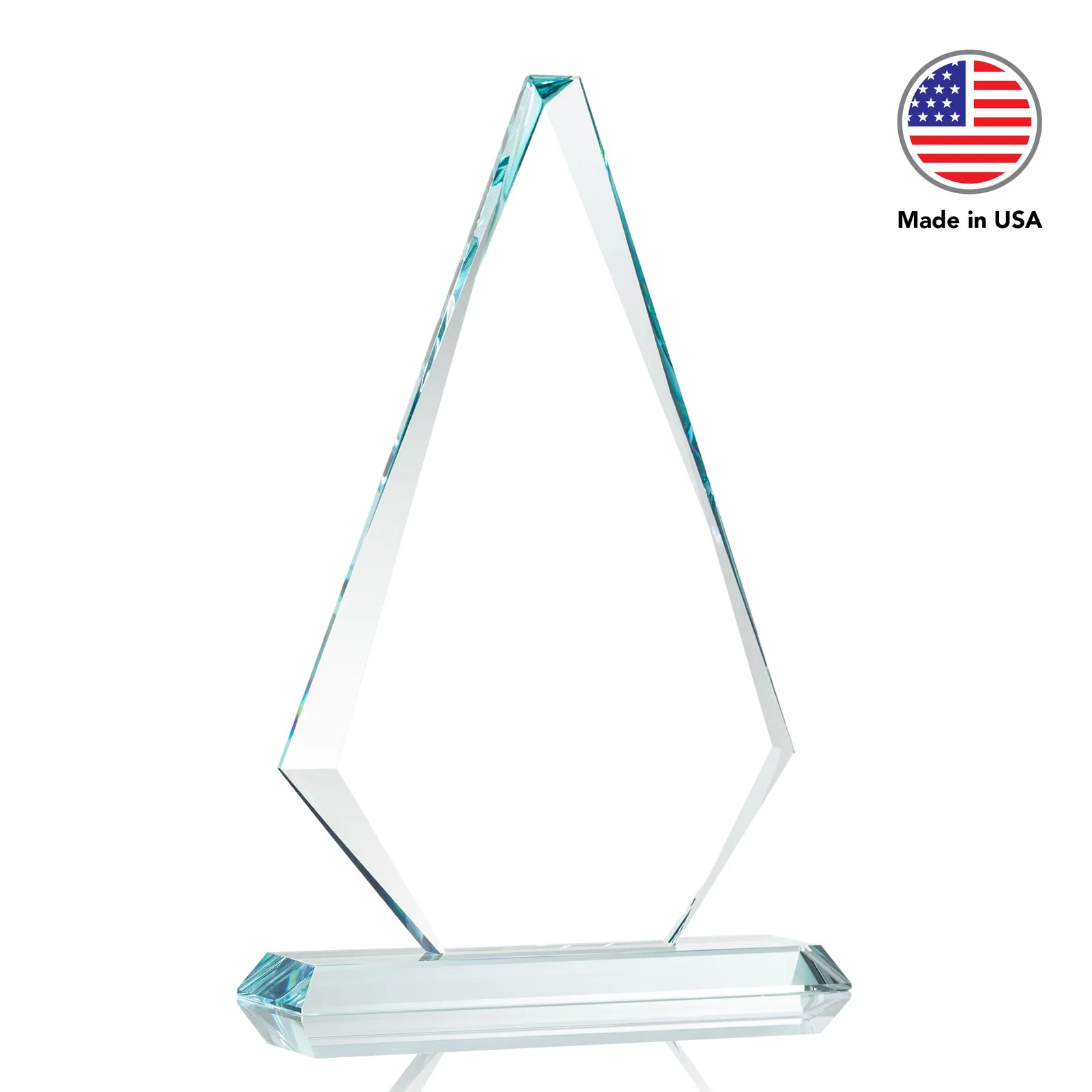 Promotional Starfire Crystal Diamond Award With Etch and VividPrint Accent, with your company name for employee recognition