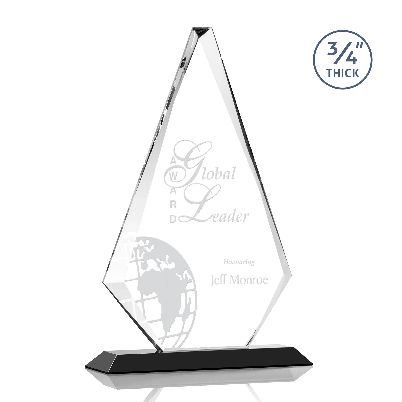 Personalized Starfire Crystal Diamond Award With Etch and VividPrint Accent for dealer and partner awards