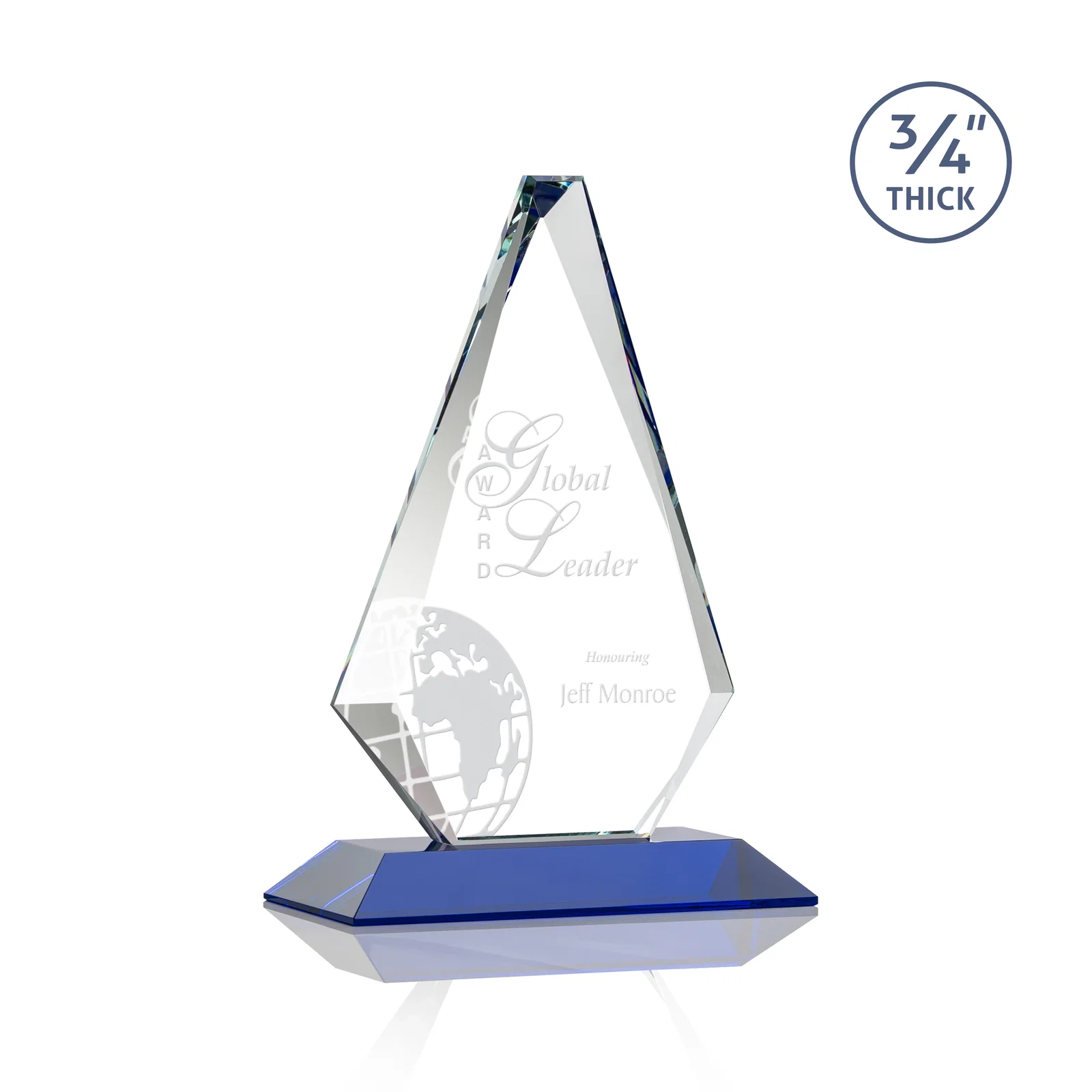 Promotional Starfire Crystal Diamond Award With Etch and VividPrint Accent for employee recognition