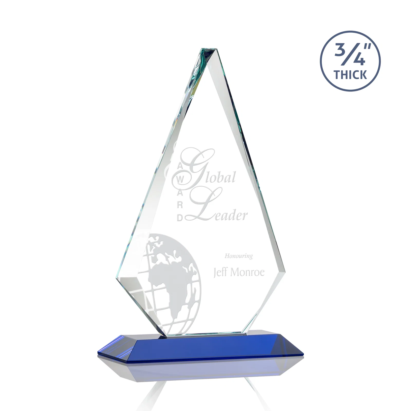 Promotional Starfire Crystal Diamond Award With Etch and VividPrint Accent for corporate award ceremonies