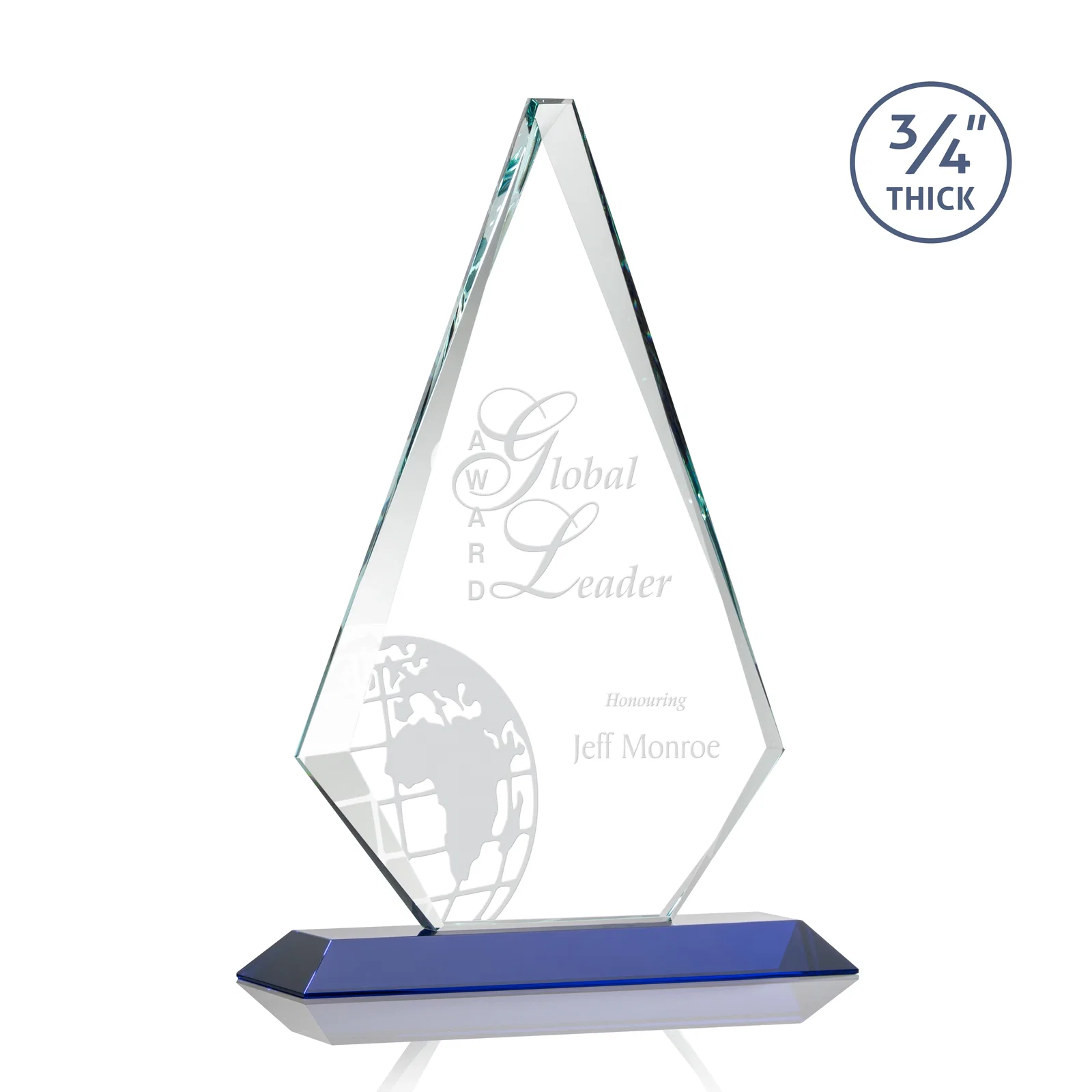 Promotional Starfire Crystal Diamond Award With Etch and VividPrint Accent for service anniversary gifts