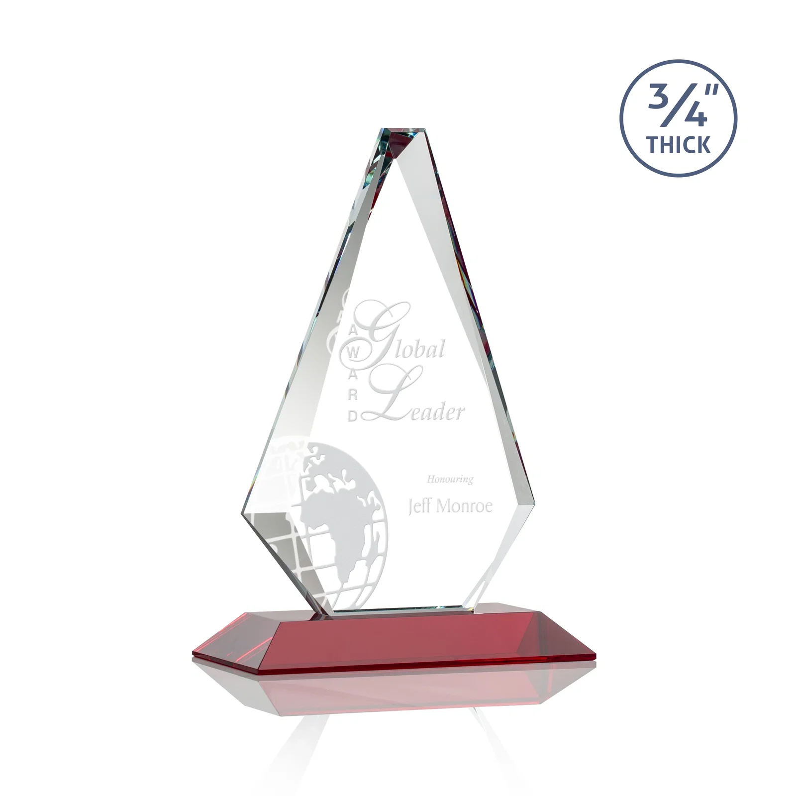 Promotional Starfire Crystal Diamond Award With Etch and VividPrint Accent for team milestone celebrations