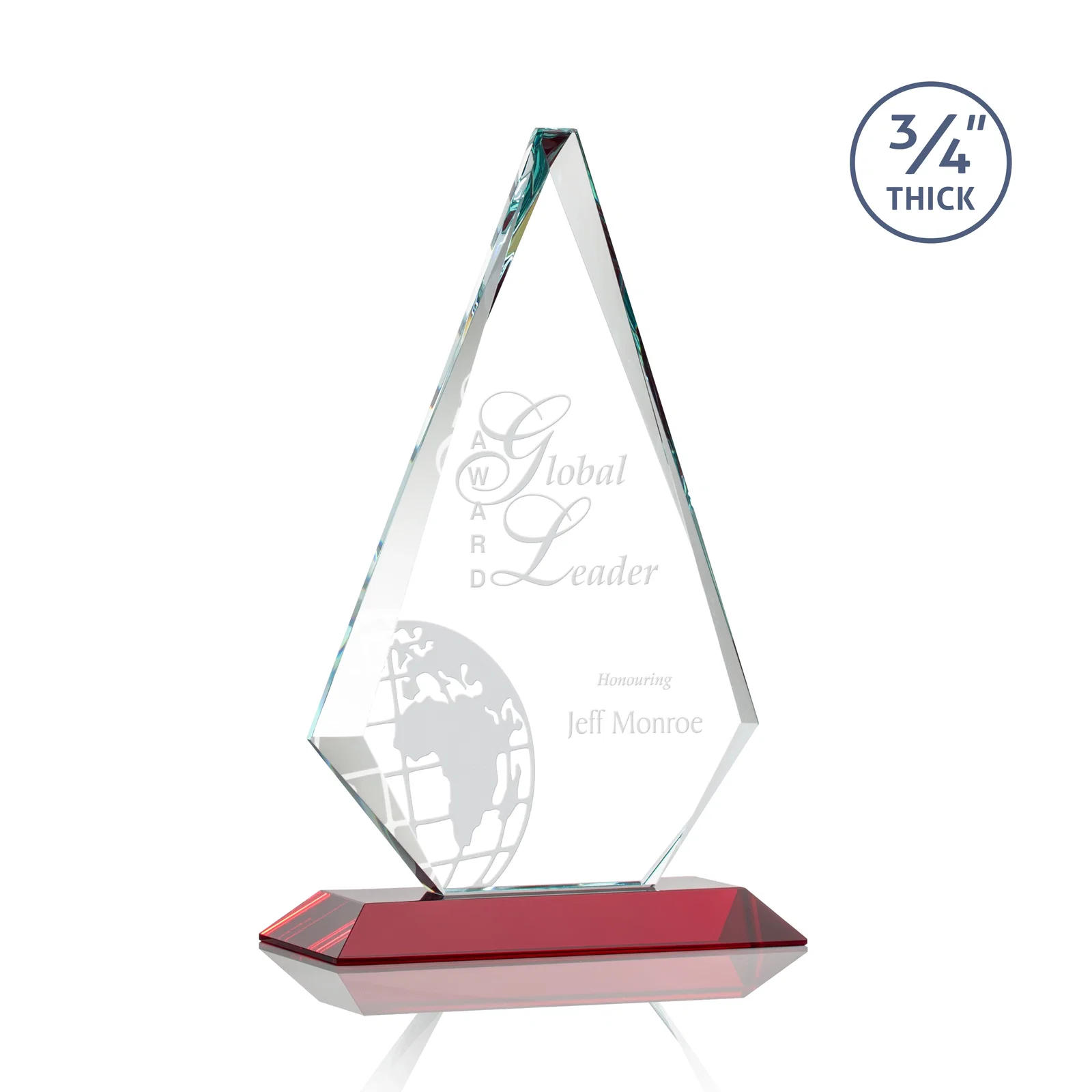 Promotional Starfire Crystal Diamond Award With Etch and VividPrint Accent for donor appreciation