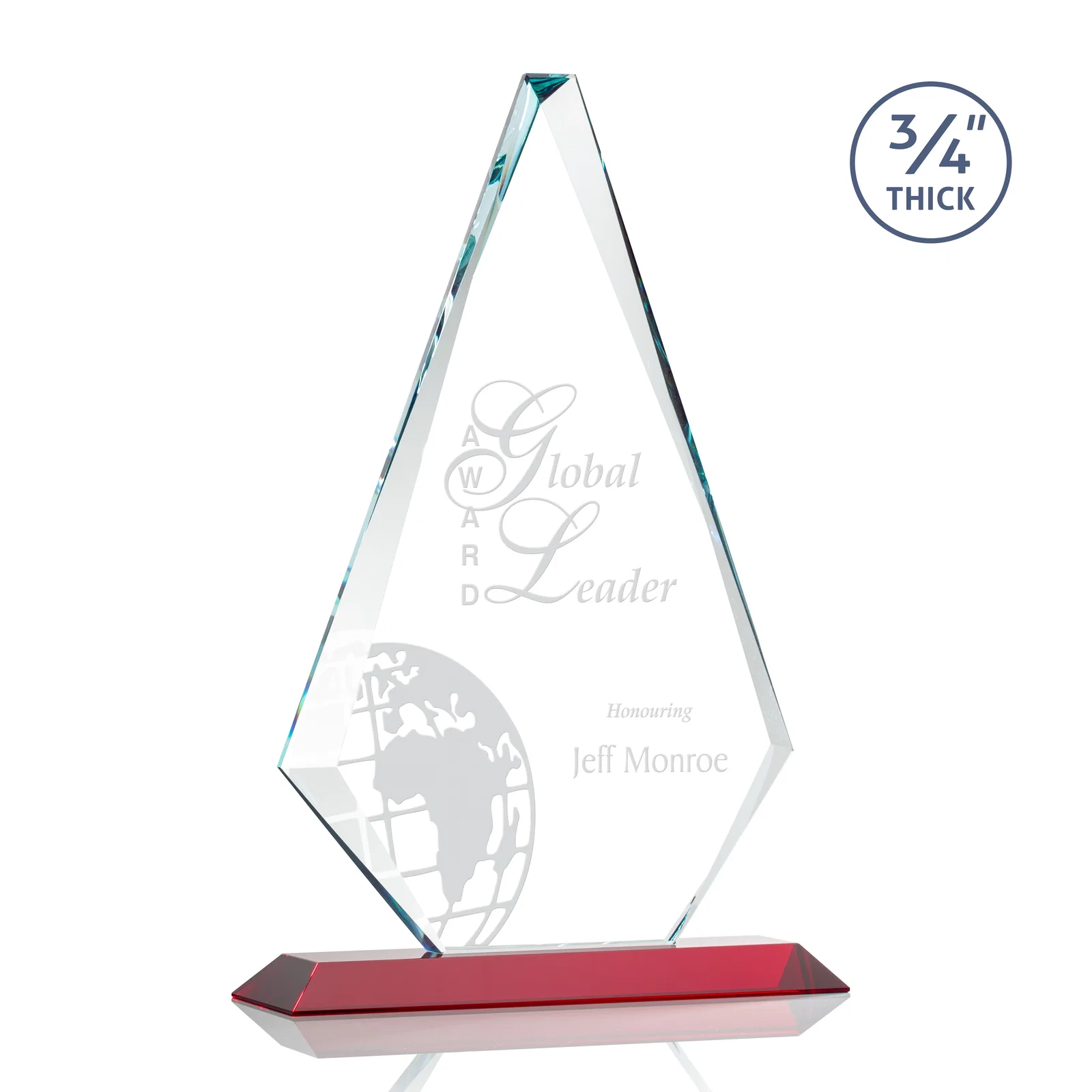 Promotional Starfire Crystal Diamond Award With Etch and VividPrint Accent for safety achievement programs