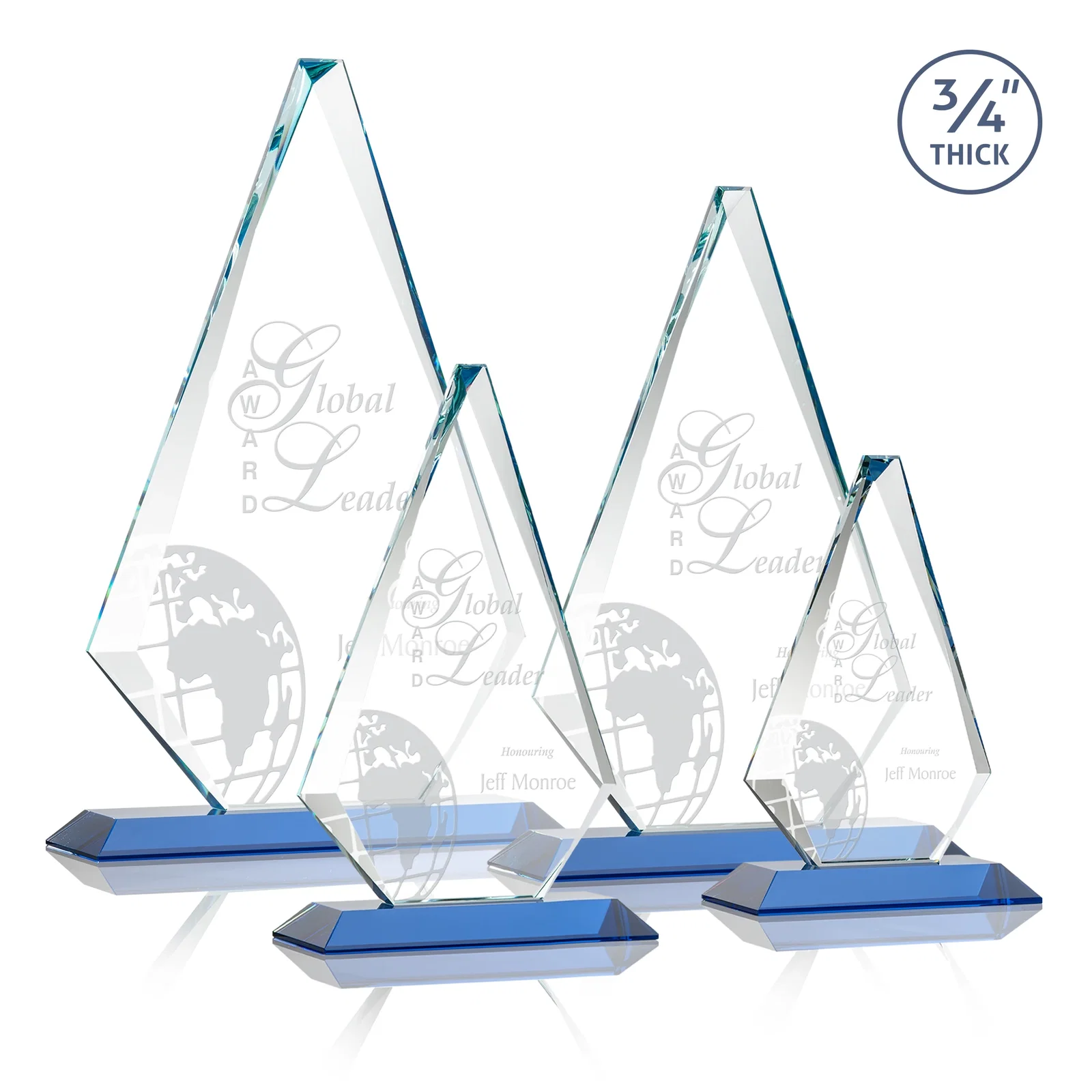 Promotional Starfire Crystal Diamond Award With Etch and VividPrint Accent for volunteer appreciation