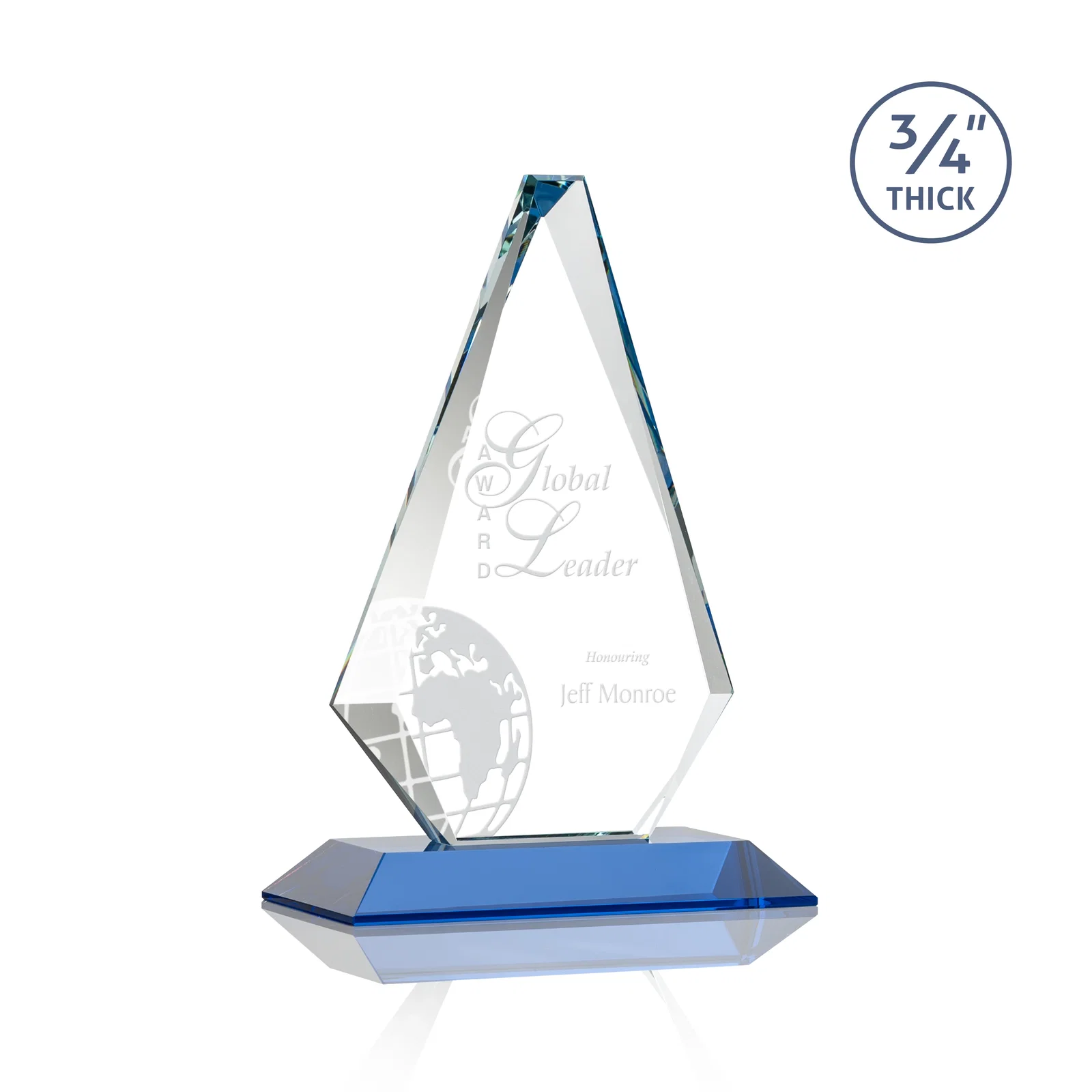 Promotional Starfire Crystal Diamond Award With Etch and VividPrint Accent for dealer and partner awards