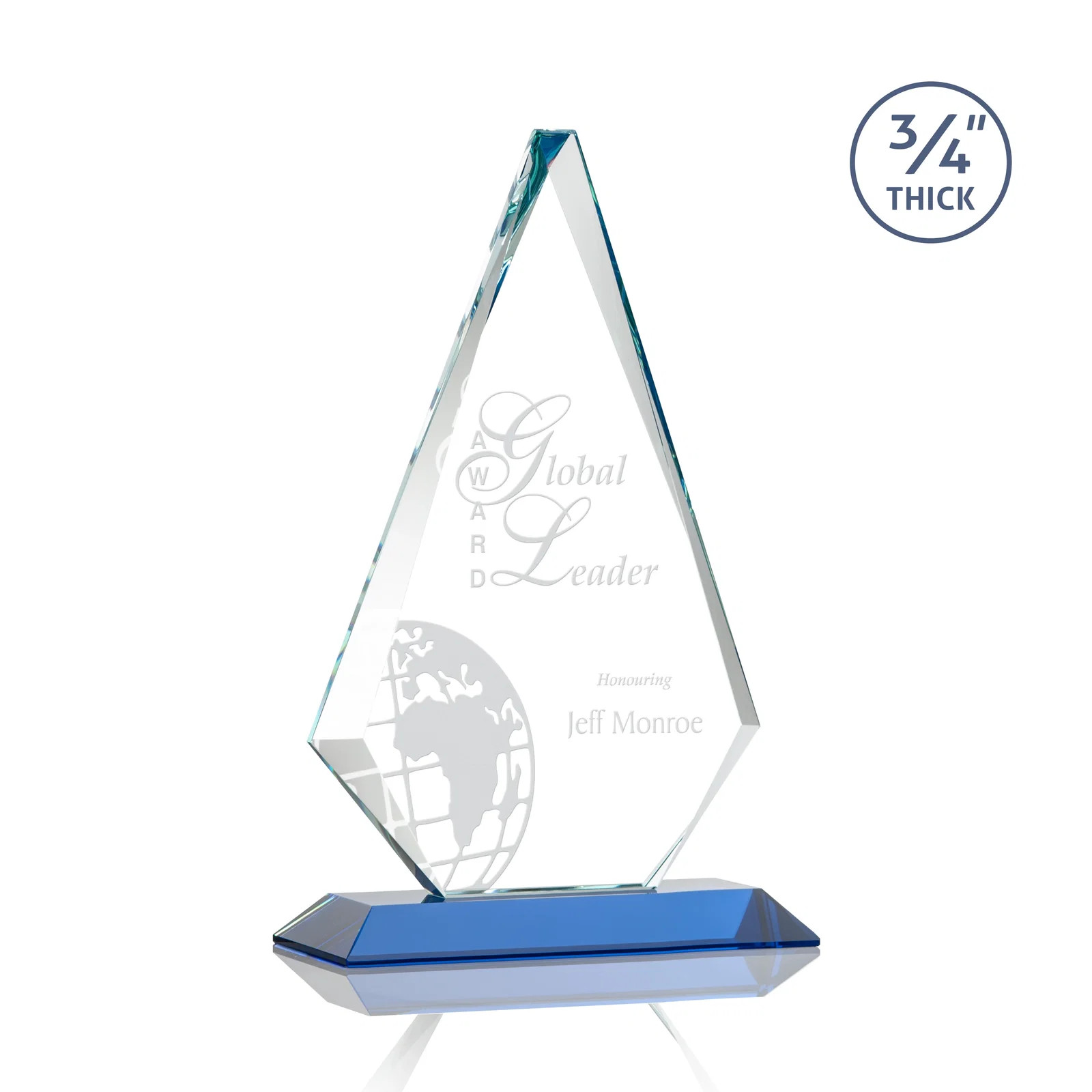 Promotional Starfire Crystal Diamond Award With Etch and VividPrint Accent for company anniversary events