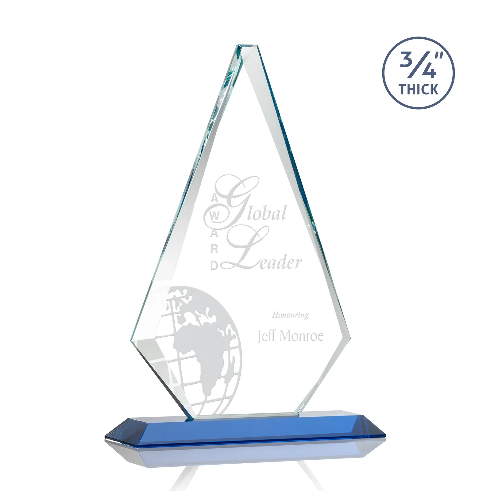 Branded Starfire Crystal Diamond Award With Etch and VividPrint Accent for employee recognition