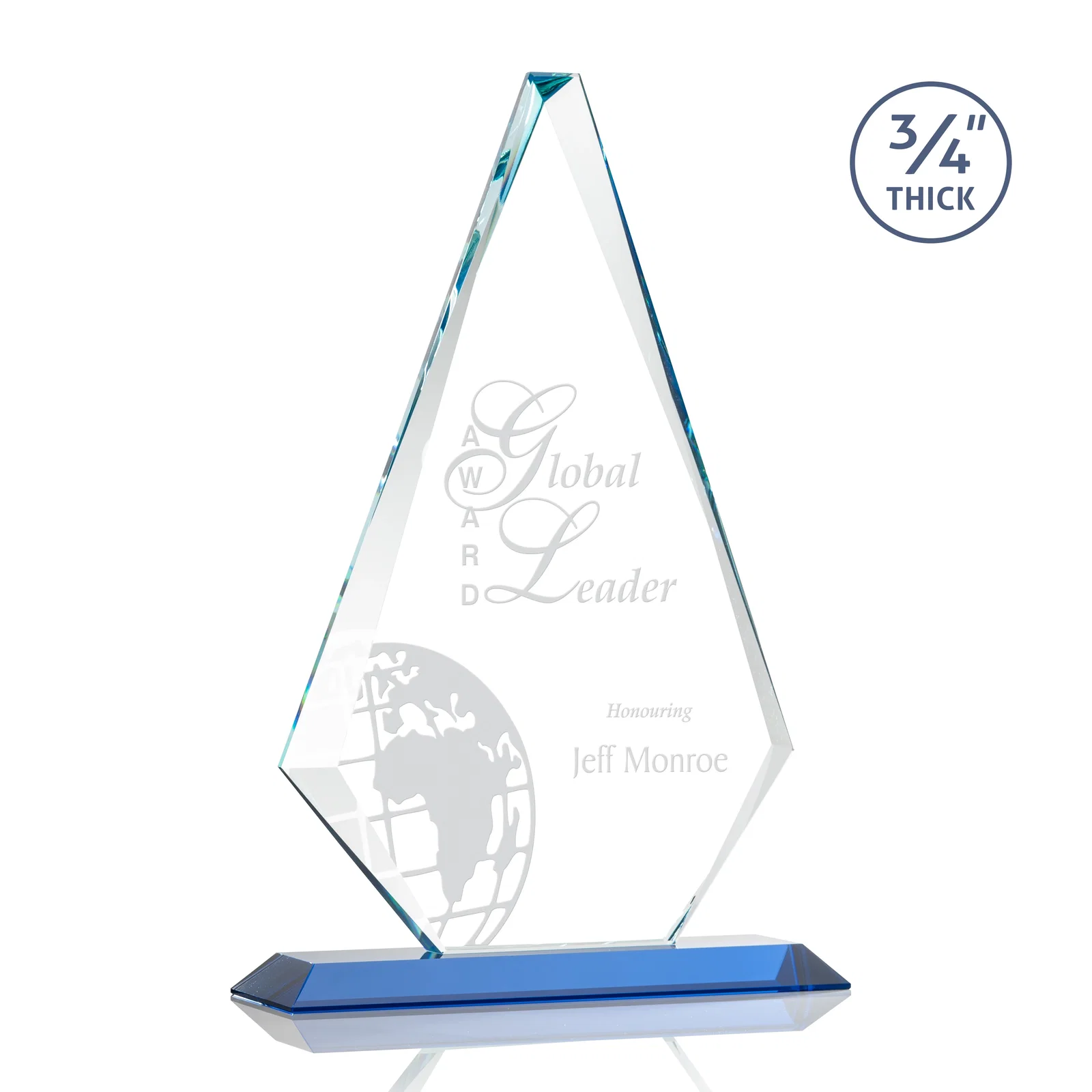 Branded Starfire Crystal Diamond Award With Etch and VividPrint Accent for corporate award ceremonies