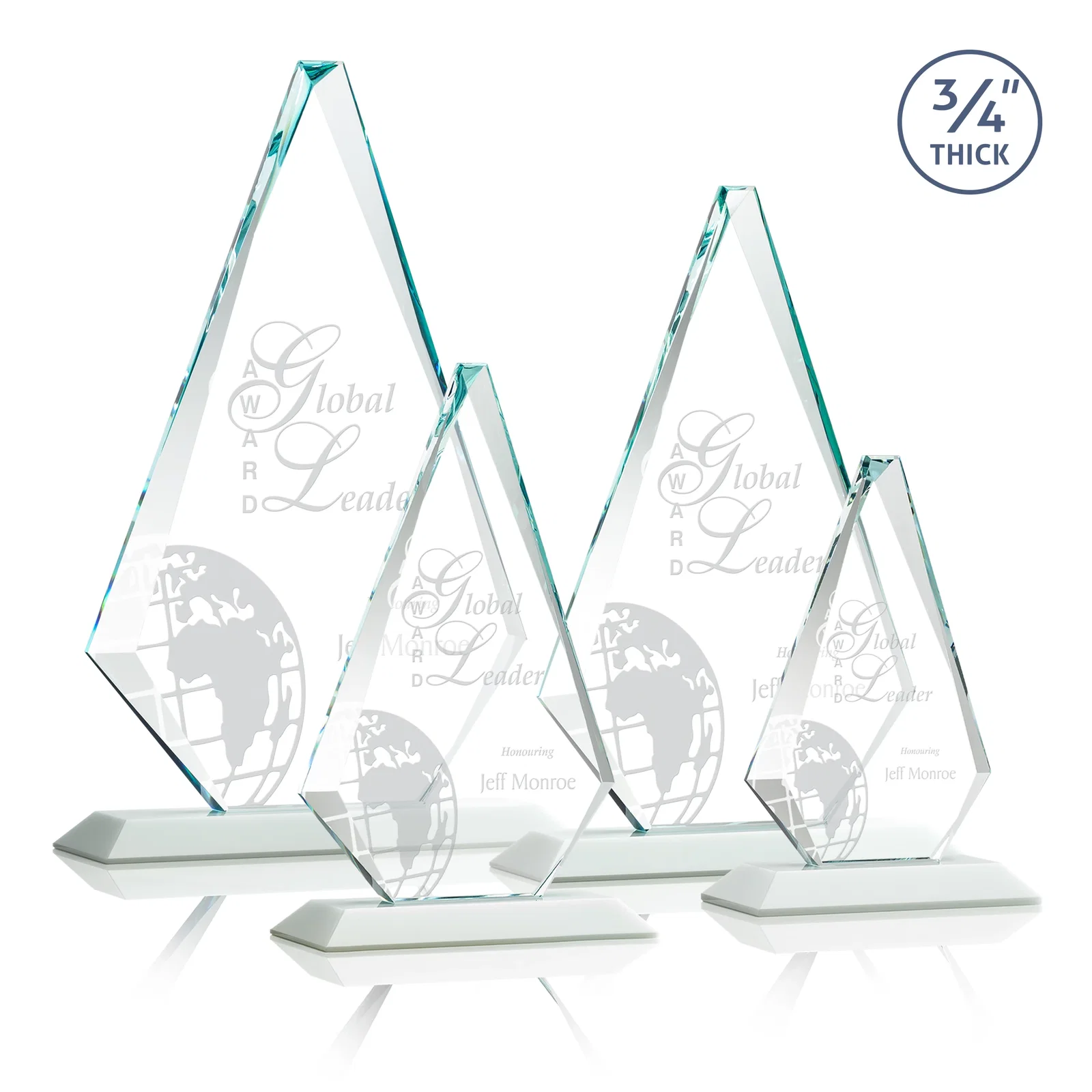 Branded Starfire Crystal Diamond Award With Etch and VividPrint Accent for service anniversary gifts