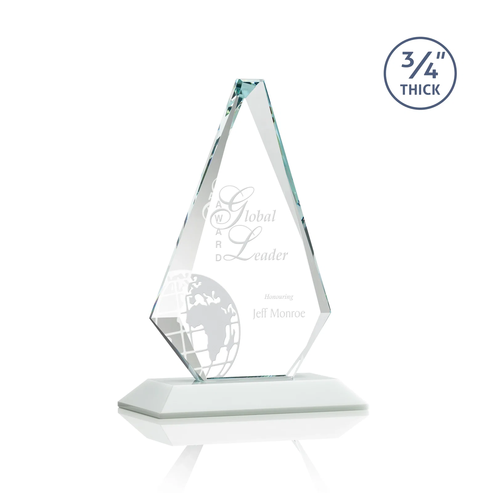Branded Starfire Crystal Diamond Award With Etch and VividPrint Accent for sales achievement awards