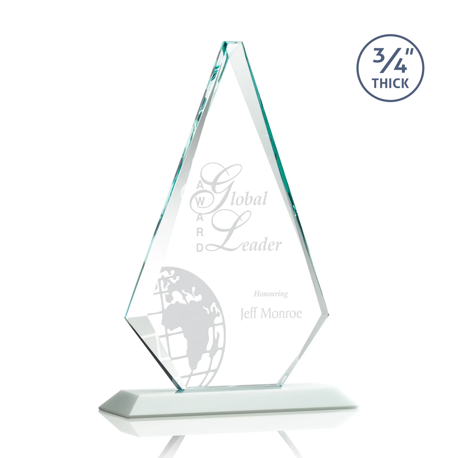 Branded Starfire Crystal Diamond Award With Etch and VividPrint Accent for team milestone celebrations