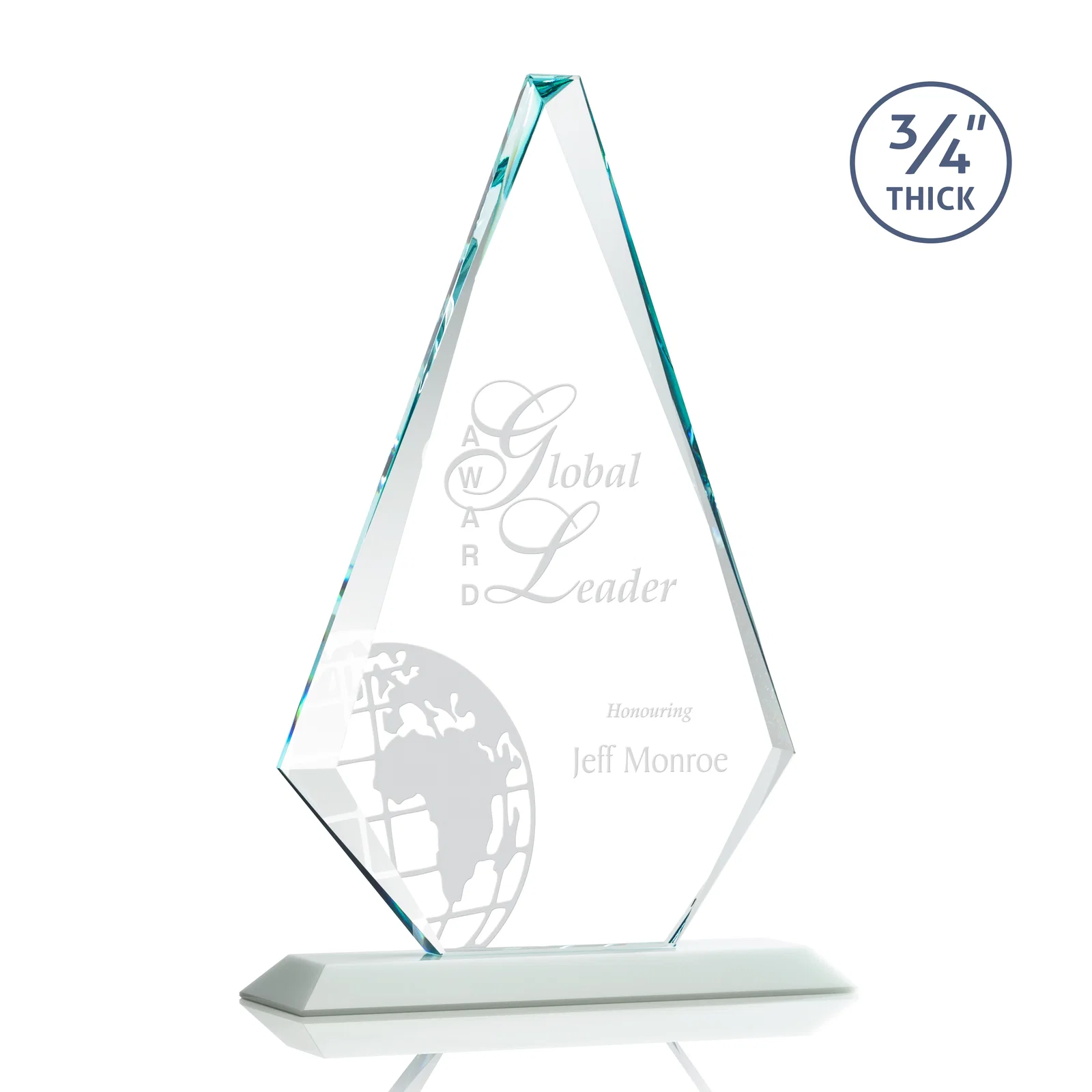 Branded Starfire Crystal Diamond Award With Etch and VividPrint Accent for donor appreciation