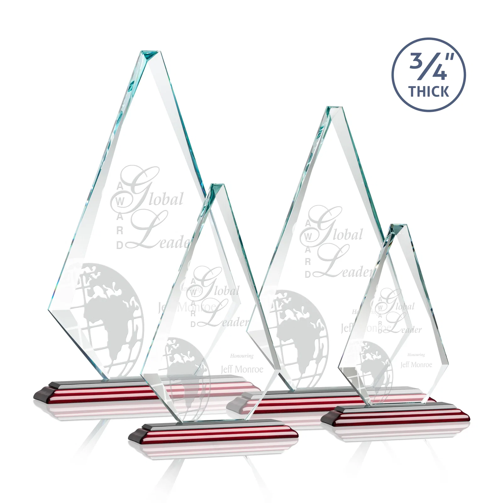Branded Starfire Crystal Diamond Award With Etch and VividPrint Accent for graduation ceremonies
