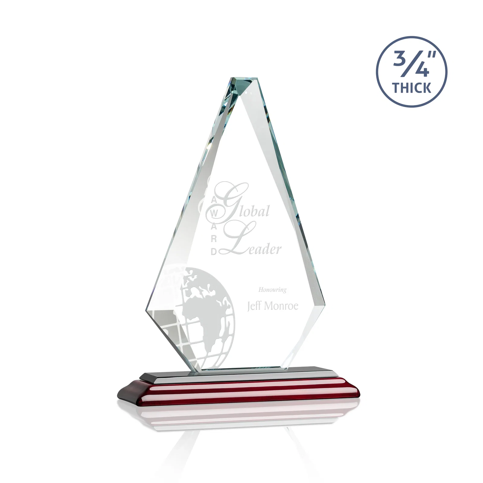 Branded Starfire Crystal Diamond Award With Etch and VividPrint Accent for safety achievement programs