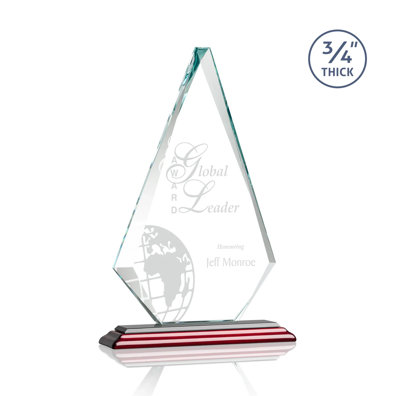 Branded Starfire Crystal Diamond Award With Etch and VividPrint Accent for volunteer appreciation