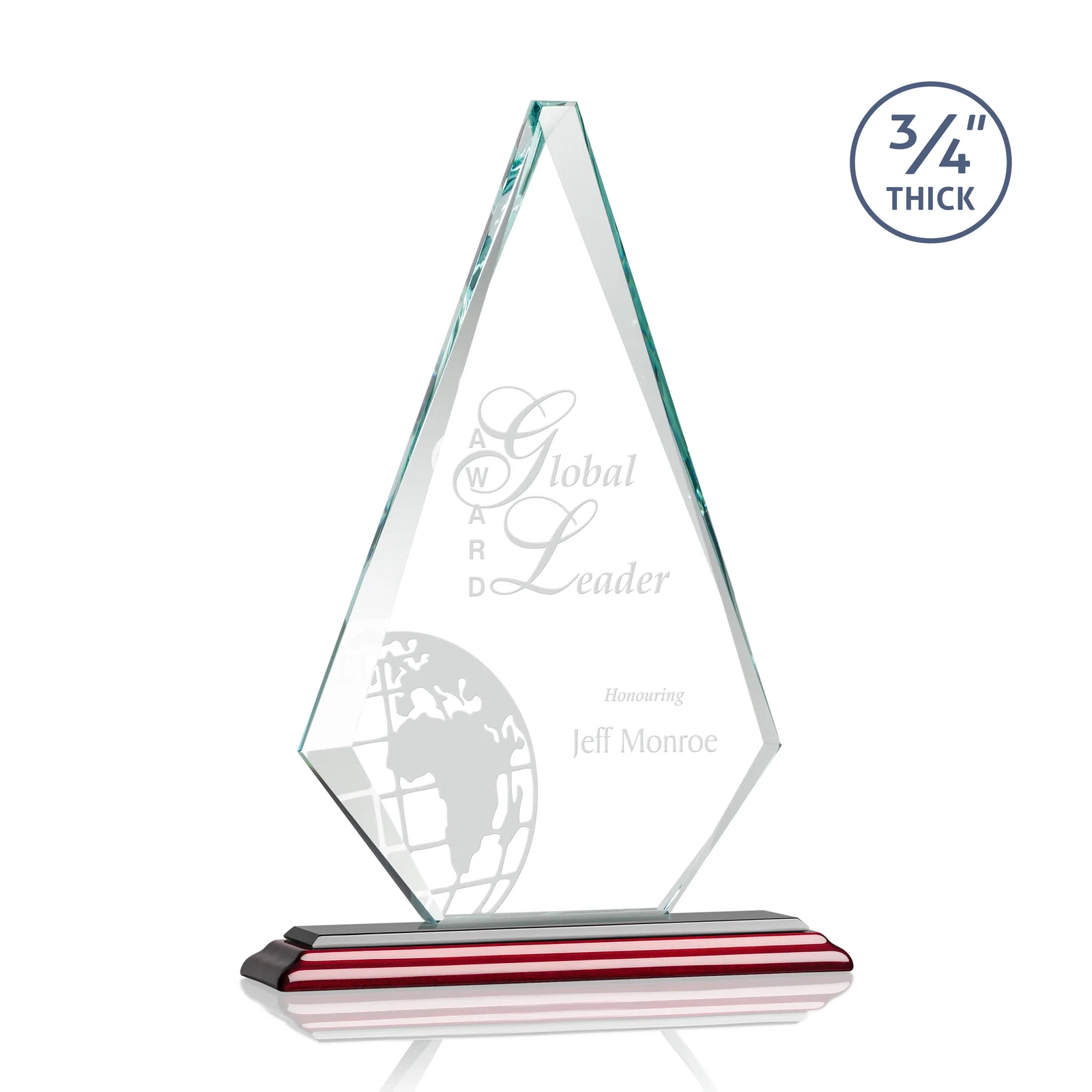 Branded Starfire Crystal Diamond Award With Etch and VividPrint Accent for dealer and partner awards