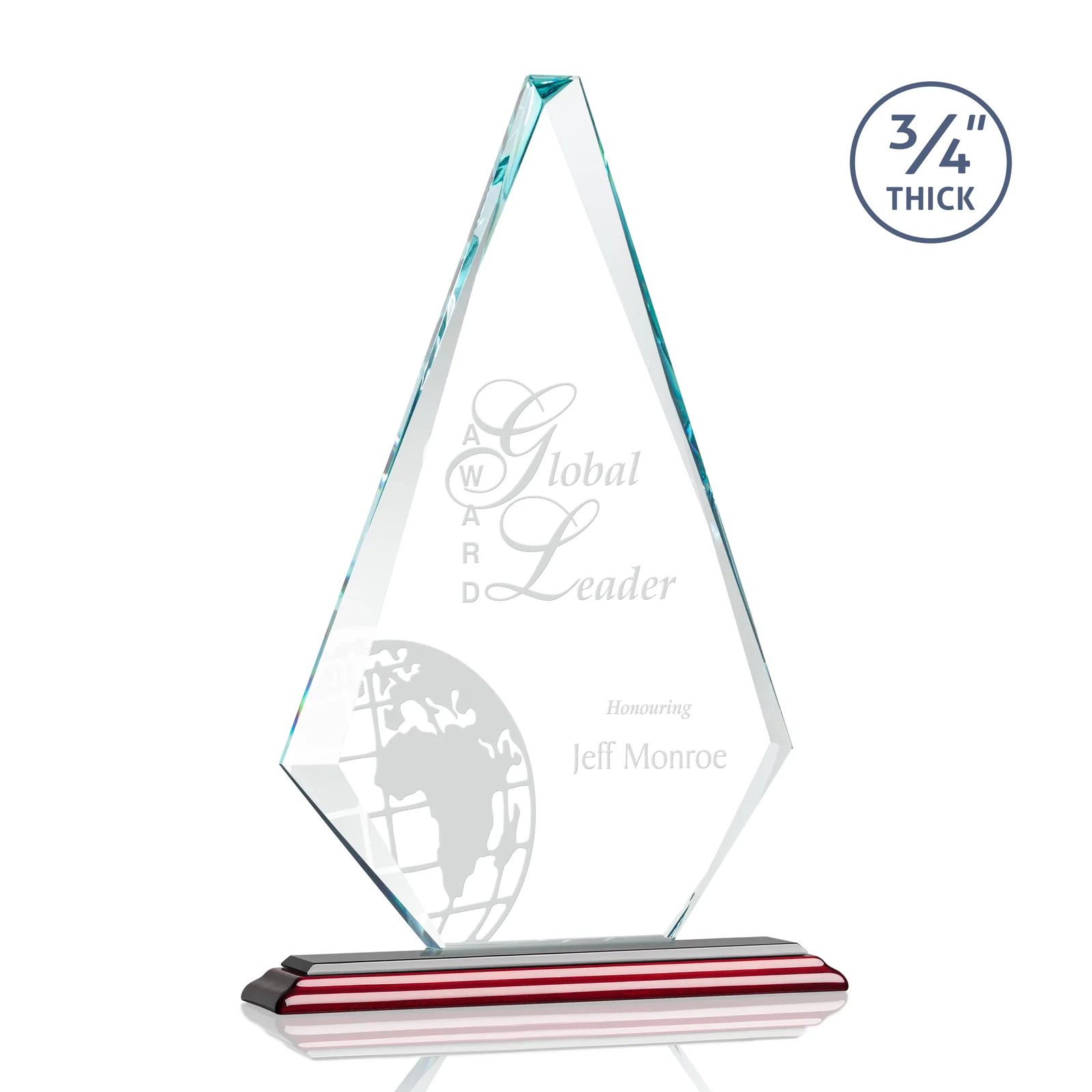 Branded Starfire Crystal Diamond Award With Etch and VividPrint Accent for company anniversary events