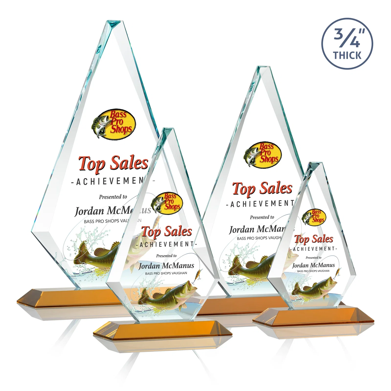 Custom printed Starfire Crystal Diamond Award With Etch and VividPrint Accent for team milestone celebrations