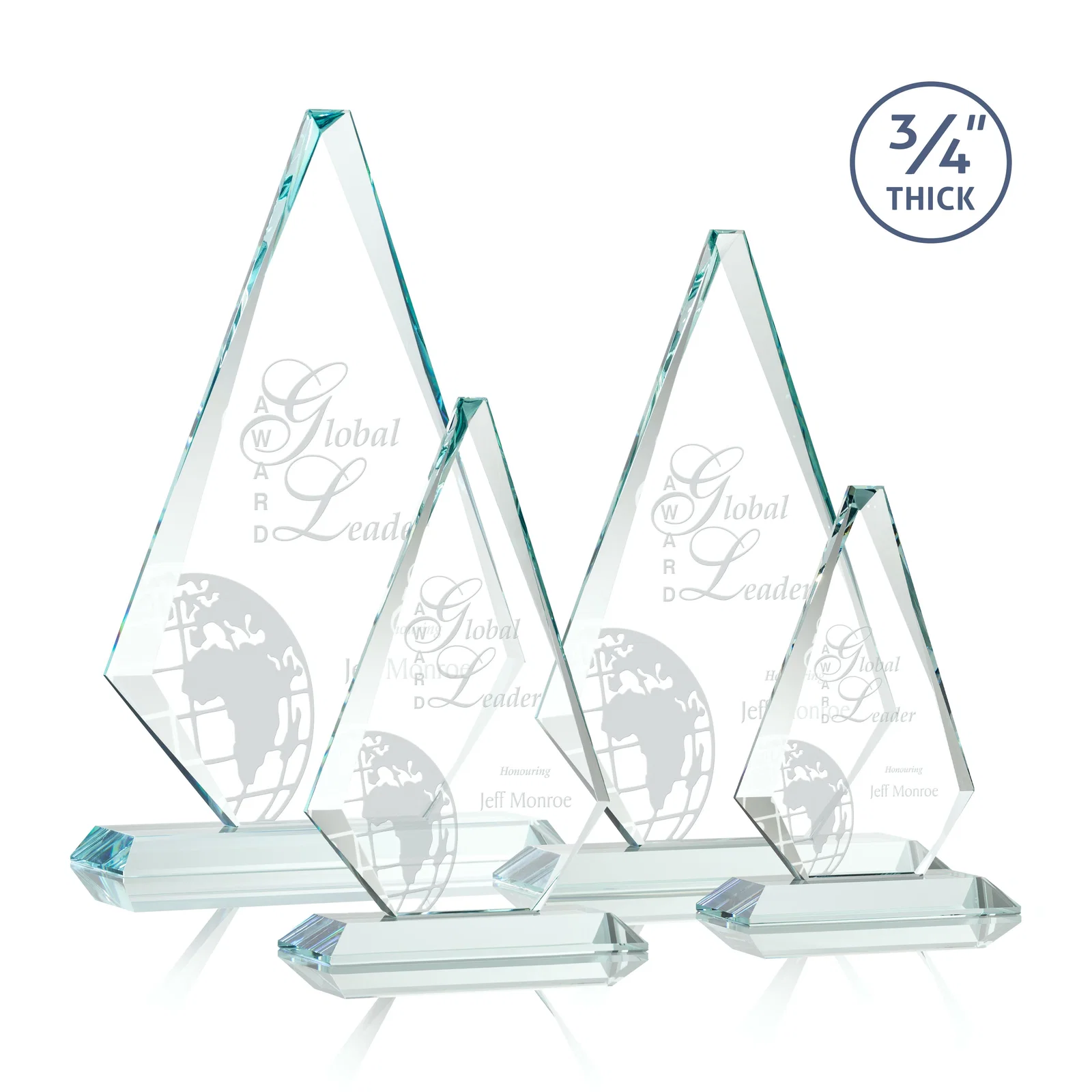 Custom Starfire Crystal Diamond Award With Etch and VividPrint Accent for team milestone celebrations