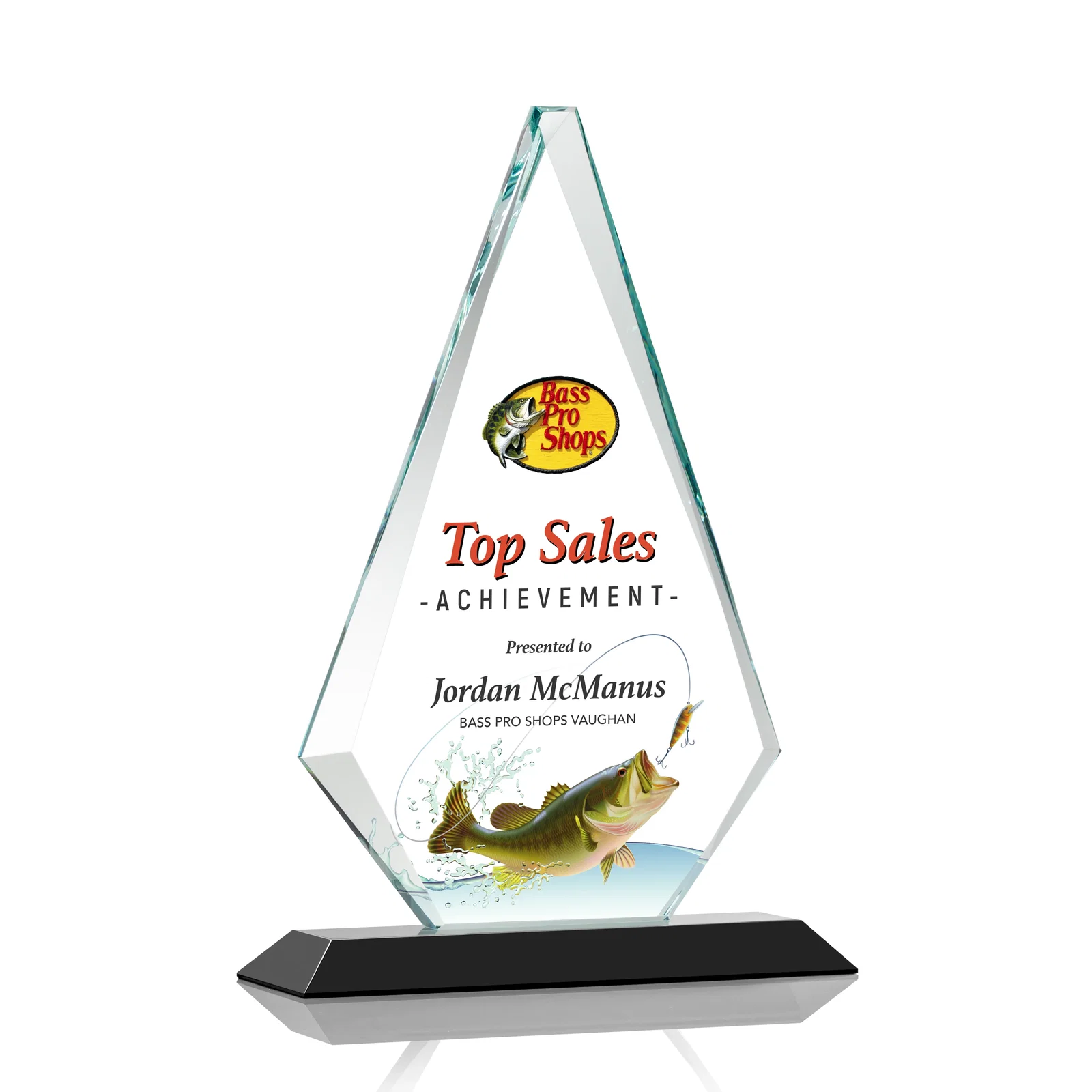 Customized Starfire Crystal Diamond Award With Etch and VividPrint Accent for donor appreciation