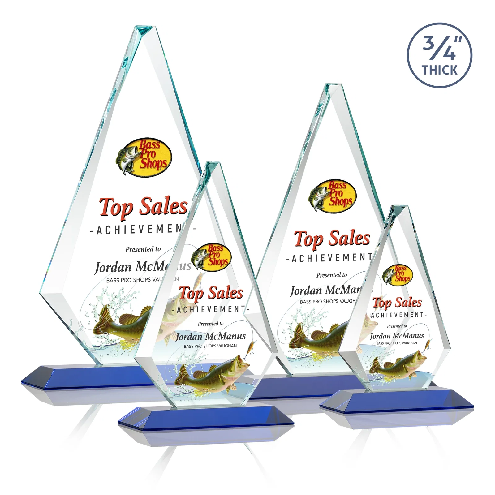 Customized Starfire Crystal Diamond Award With Etch and VividPrint Accent for safety achievement programs
