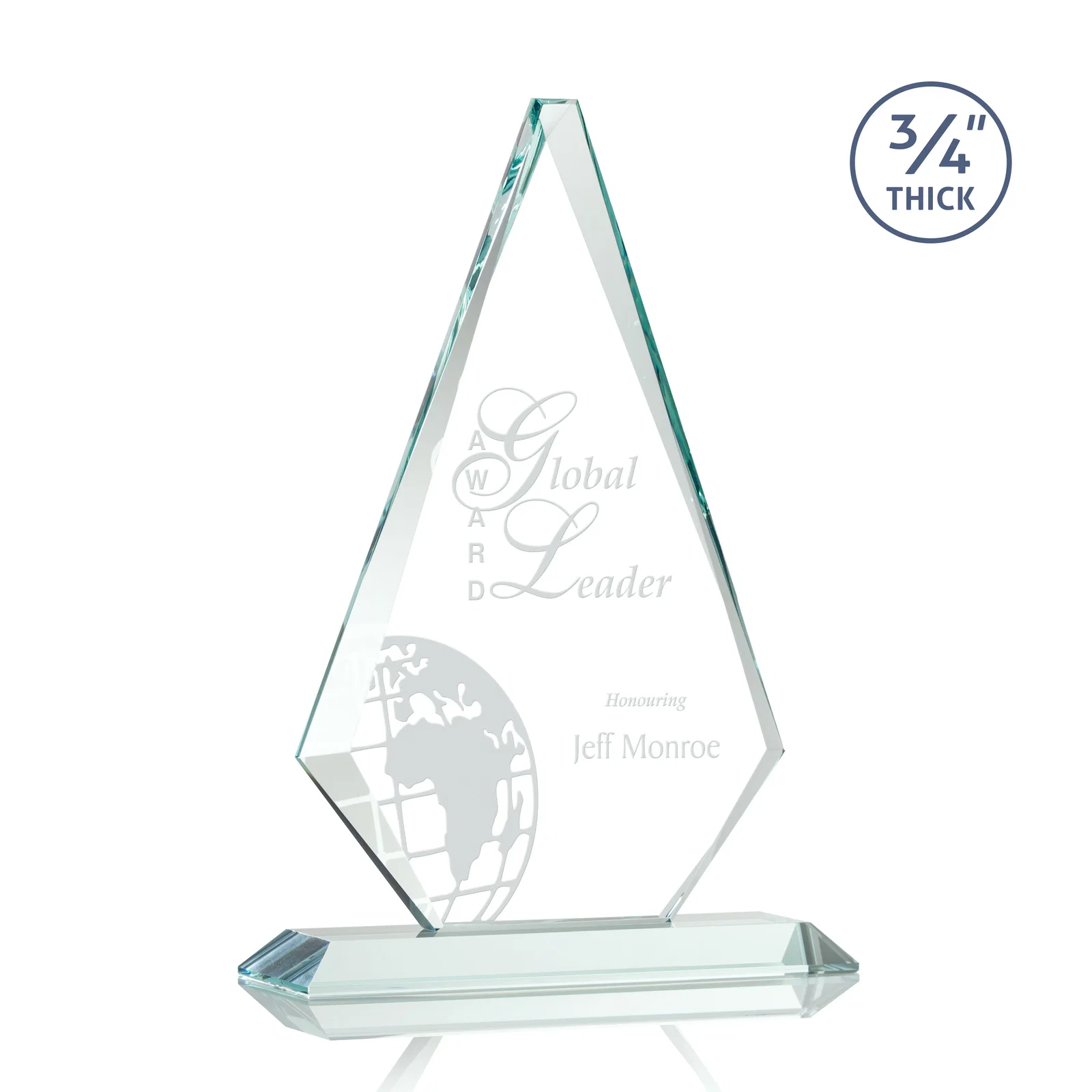 Custom Starfire Crystal Diamond Award With Etch and VividPrint Accent for donor appreciation