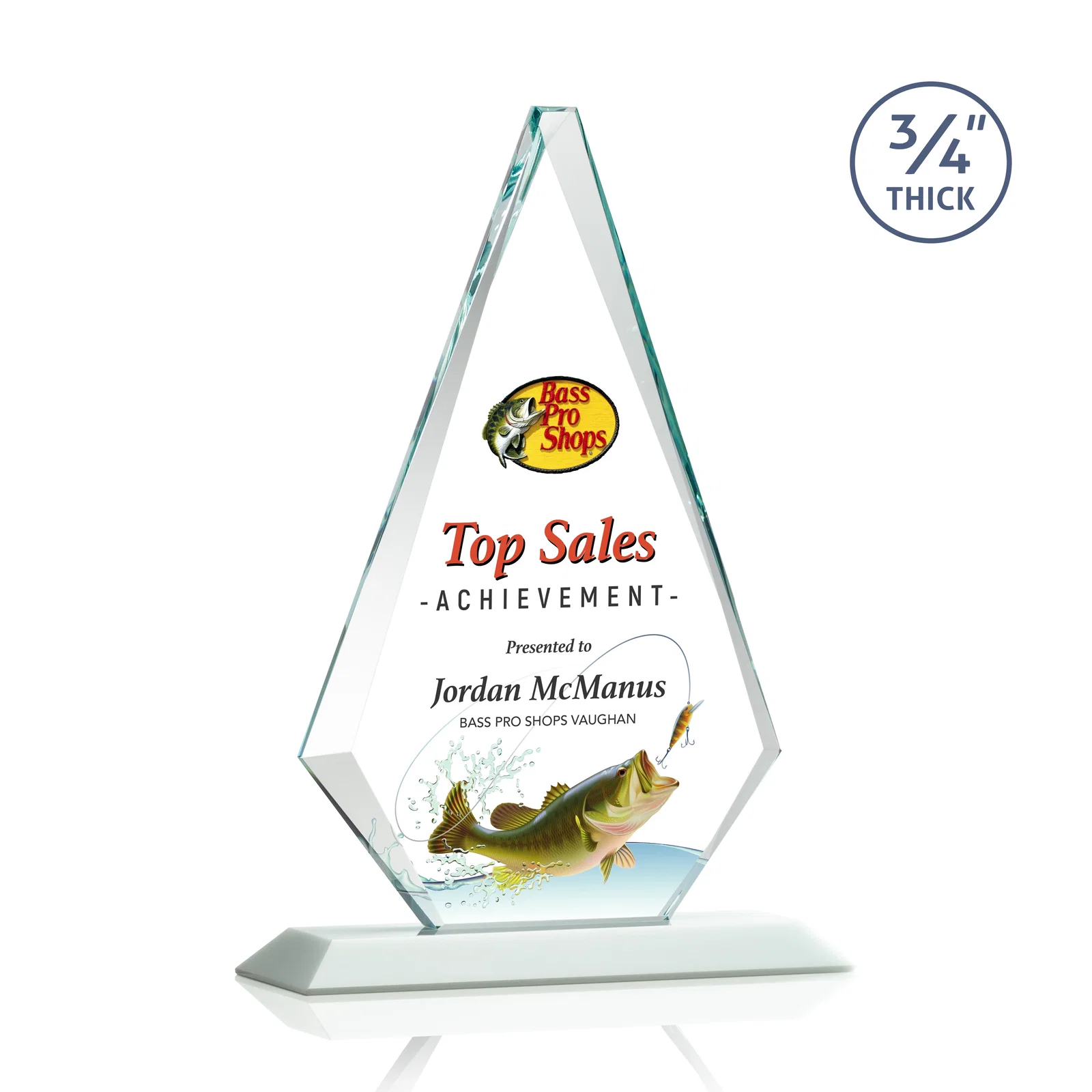 Custom Starfire Crystal Diamond Award With Etch and VividPrint Accent, with your logo for graduation ceremonies