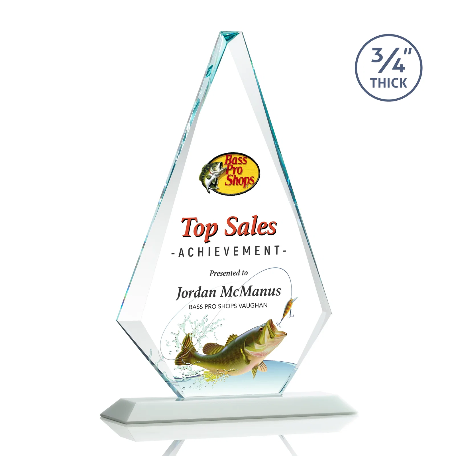 Custom Starfire Crystal Diamond Award With Etch and VividPrint Accent, with your logo for safety achievement programs