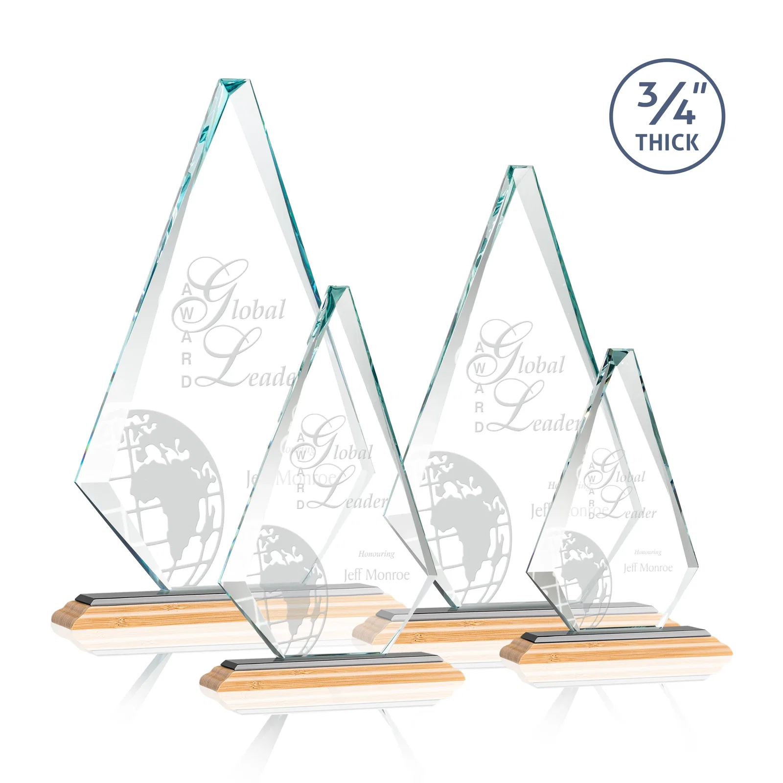 Custom Starfire Crystal Diamond Award With Etch and VividPrint Accent, with your logo for volunteer appreciation