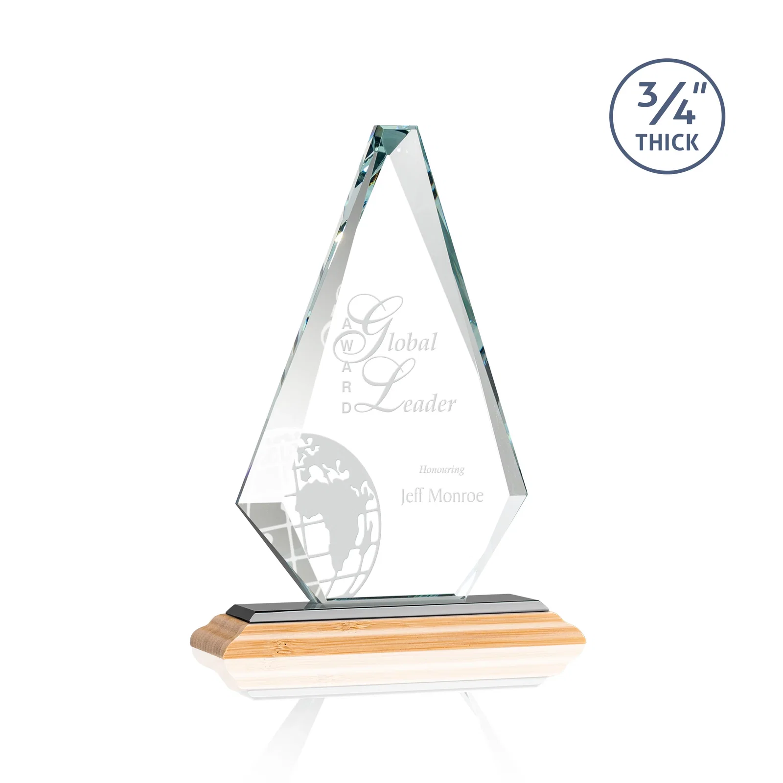Custom Starfire Crystal Diamond Award With Etch and VividPrint Accent, with your logo for dealer and partner awards