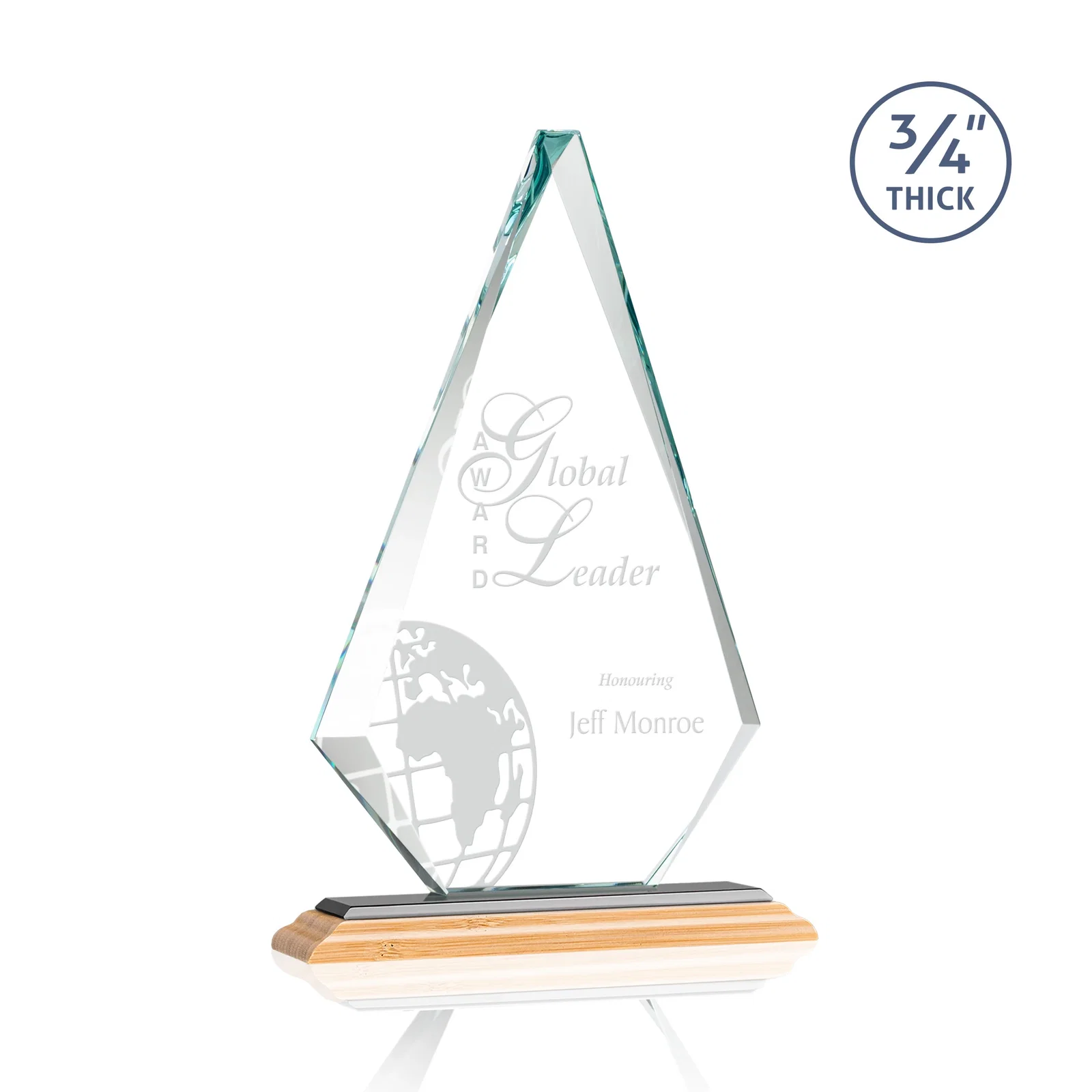 Custom Starfire Crystal Diamond Award With Etch and VividPrint Accent, with your logo for company anniversary events