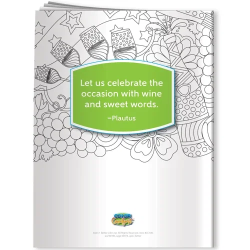 Wine Coloring Book Combo Pack with imprinted six-pack colored pencils