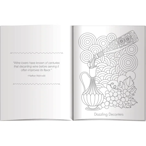 Wine Adult Coloring Book and pencils kitted together in poly bag