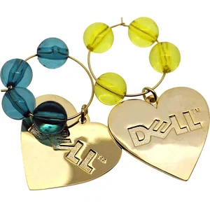 Set of 4 Zinc Wine Glass Charms with Metal Ring Attachment