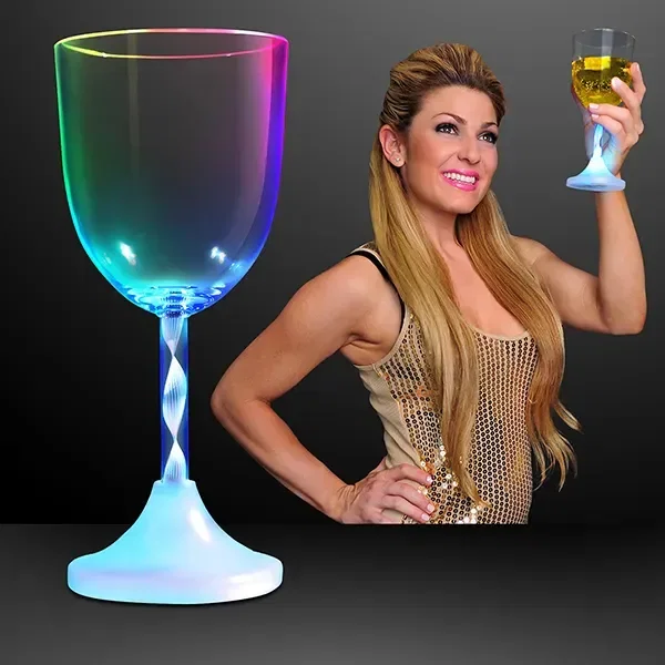 Wine LED Spiral Stem Glass — view 2