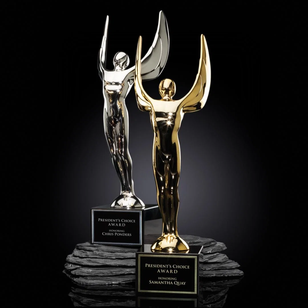 Custom Cast Metal Winged Achievement Figure Award for employee recognition