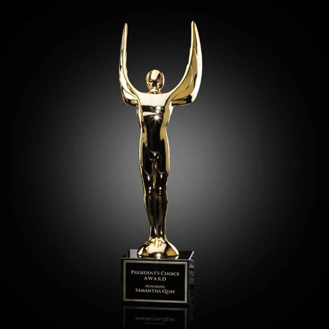 Custom Cast Metal Winged Achievement Figure Award for service anniversary gifts