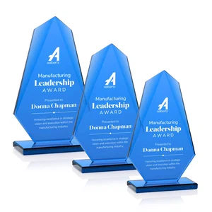 All-Blue Starfire Crystal Award with Tapered Bevel Edge
