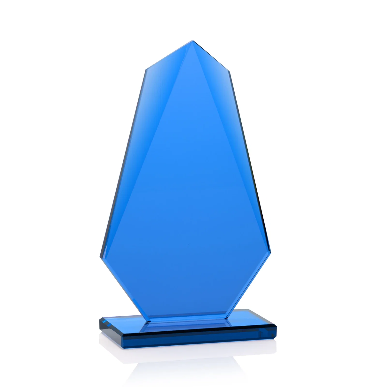 Custom All-Blue Starfire Crystal Award with Tapered Bevel Edge, awards for company anniversary events