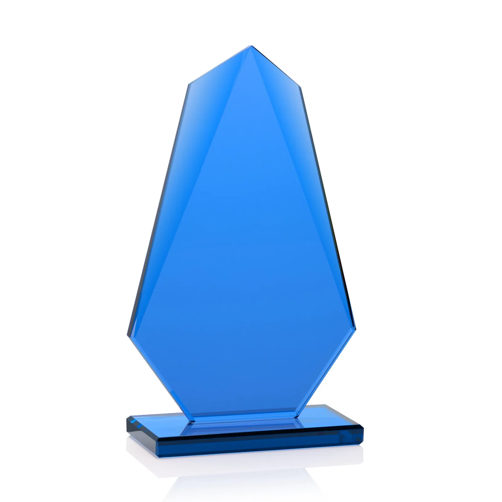 Personalized All-Blue Starfire Crystal Award with Tapered Bevel Edge, awards for employee recognition