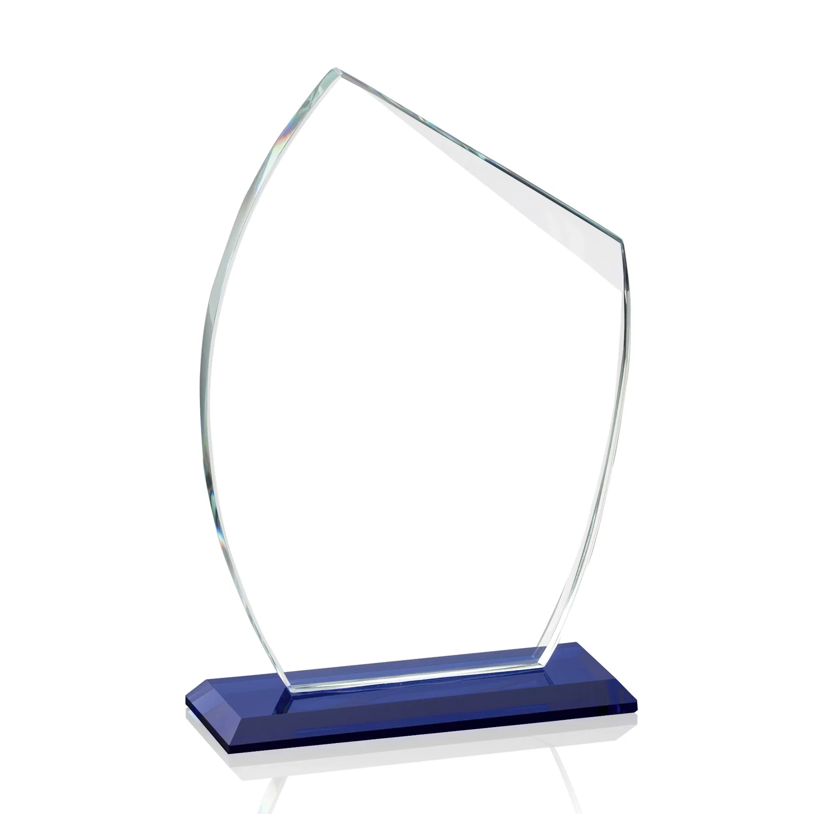 Custom Starfire Crystal Award With Slanted Top on Sapphire Base, awards for dealer and partner awards