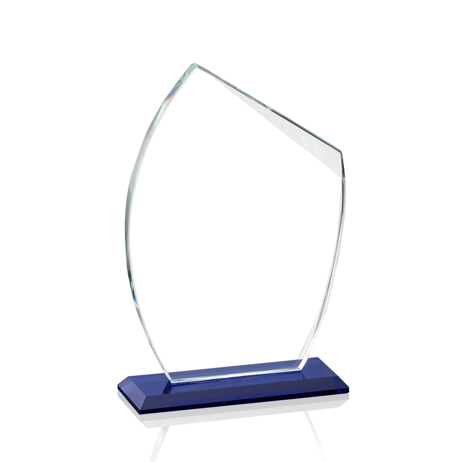 Custom Starfire Crystal Award With Slanted Top on Sapphire Base, awards for safety achievement programs