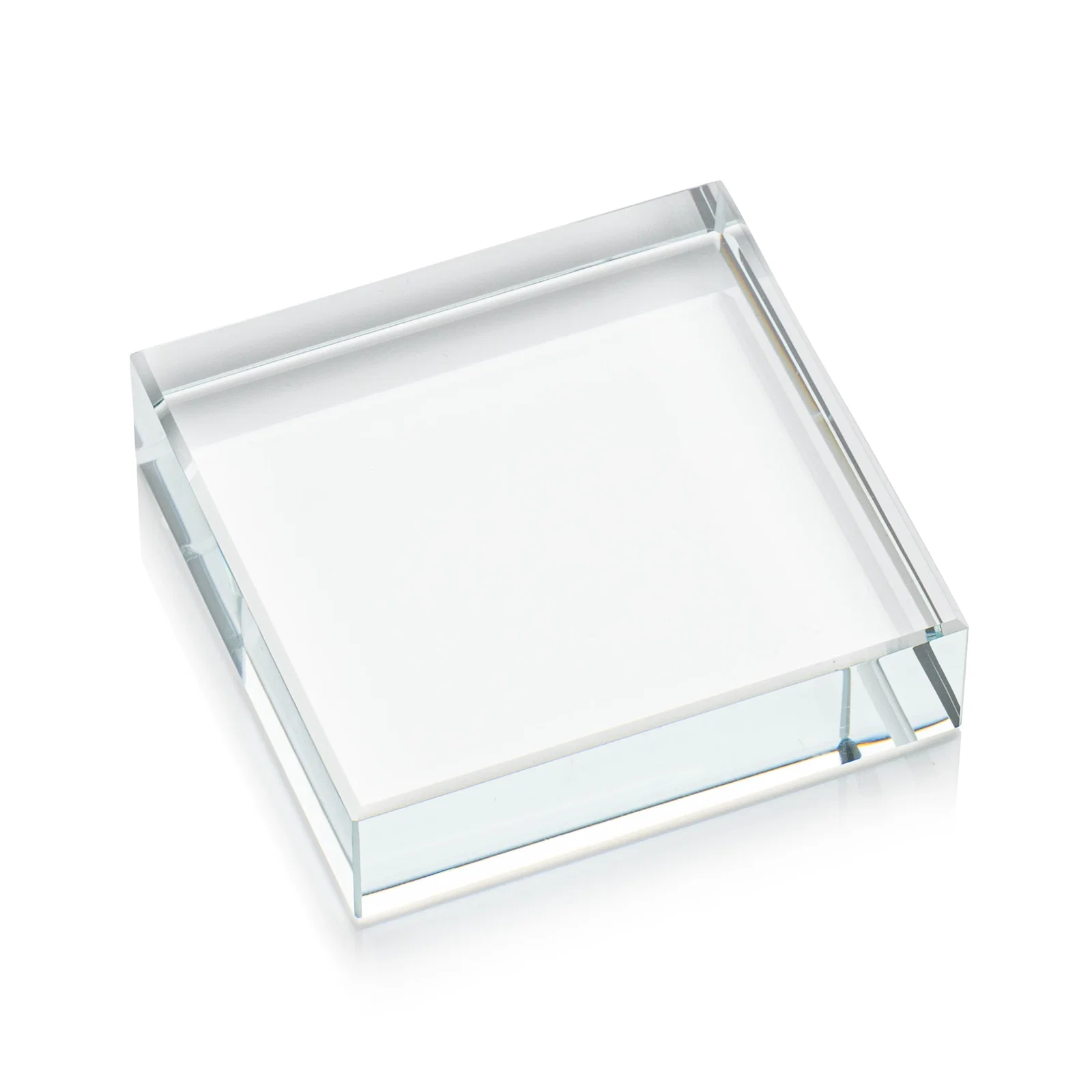 Custom Square Starfire Crystal Paperweight, 2.75" or 3.5" x 0.75", client appreciation gift for safety achievement programs