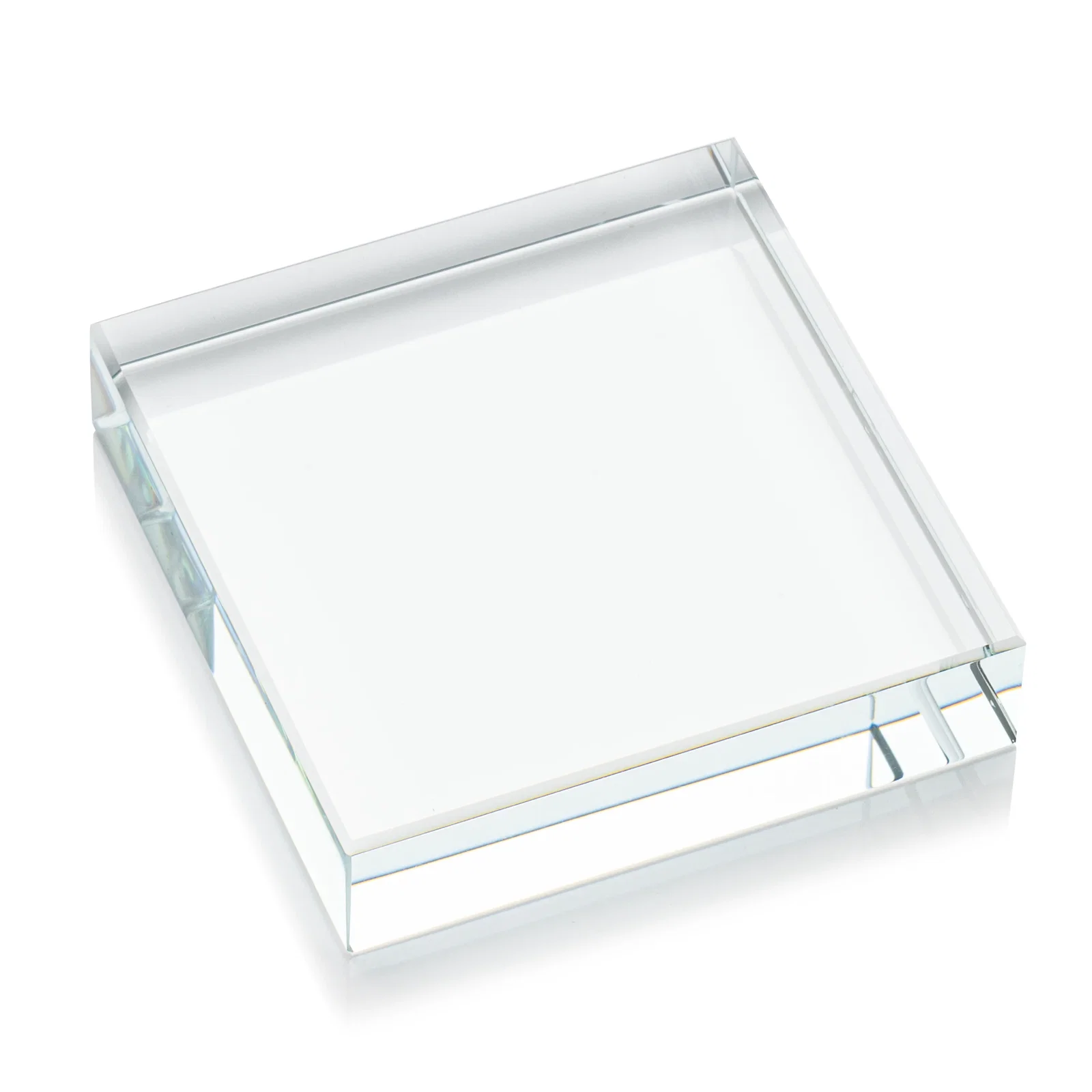 Custom Square Starfire Crystal Paperweight, 2.75" or 3.5" x 0.75", client appreciation gift for volunteer appreciation