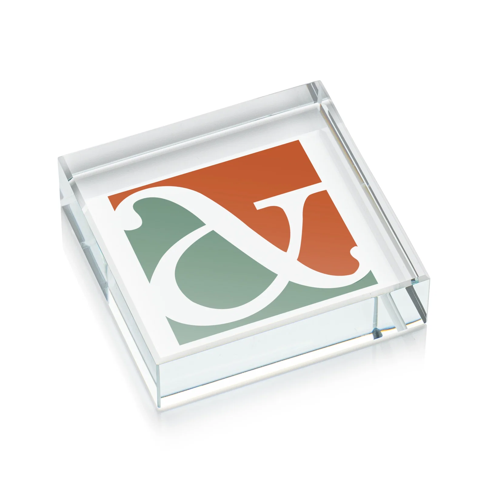 Custom Square Starfire Crystal Paperweight, 2.75" or 3.5" x 0.75", client appreciation gift for donor appreciation