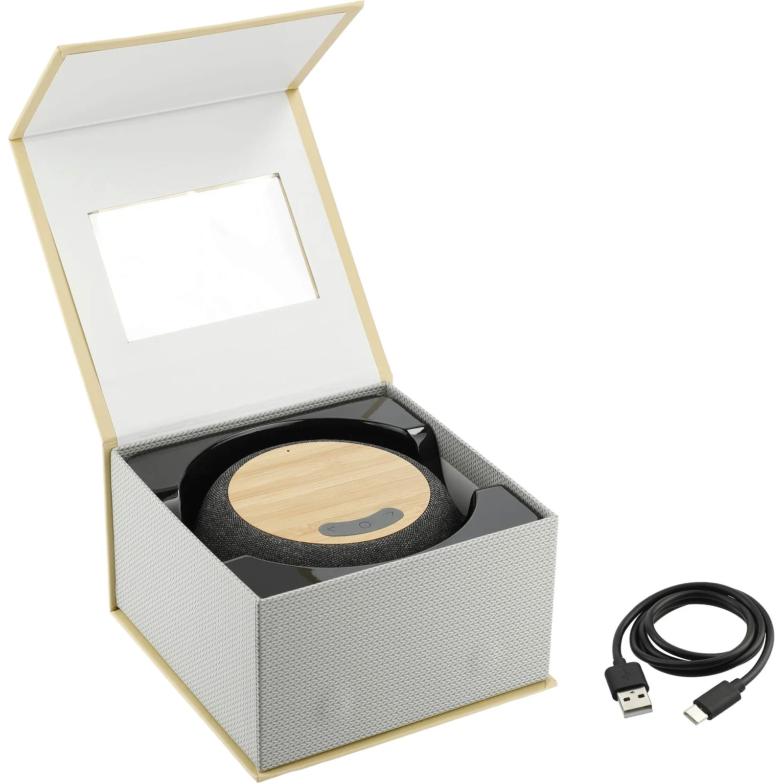 Personalized Bamboo & Fabric Speaker with Wireless Charging - 5W — view 13