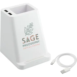 5W Wireless Charging Pen Holder with Dual Outputs